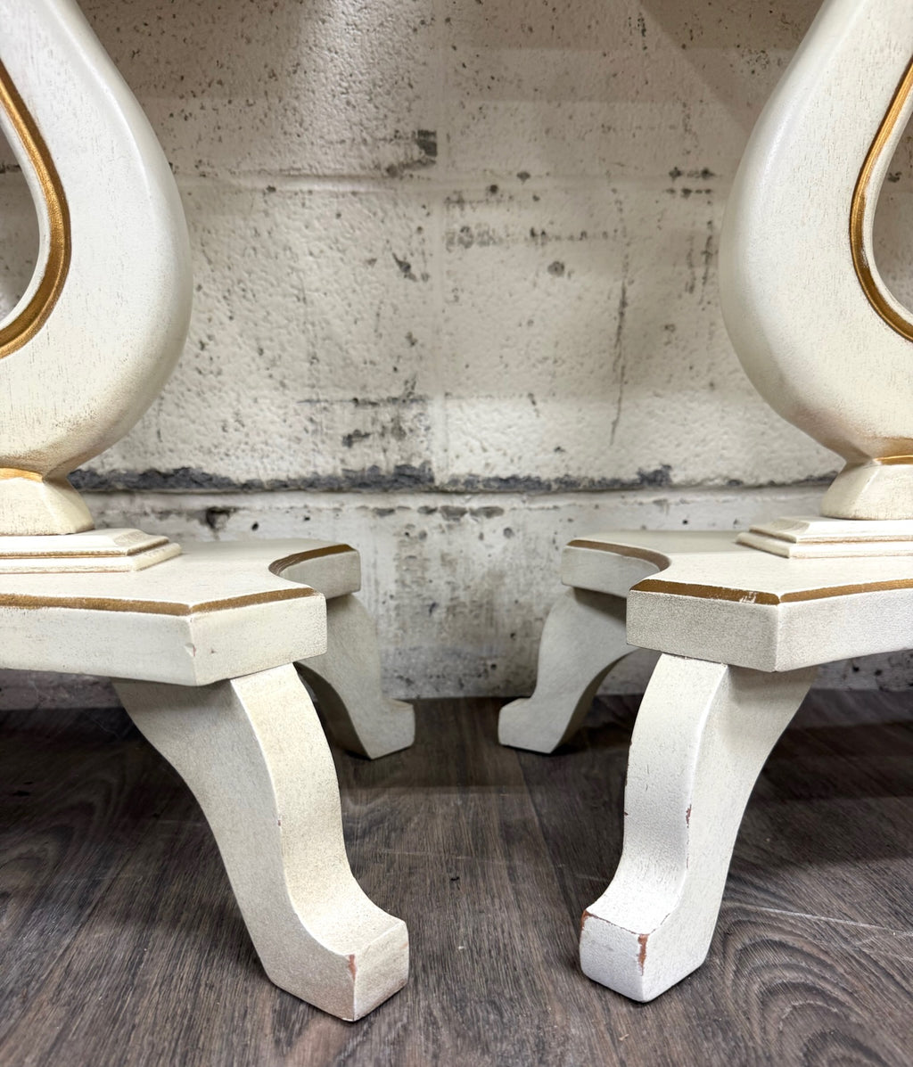 Vintage Hollywood Regency Marble Top Nightstands - Pair