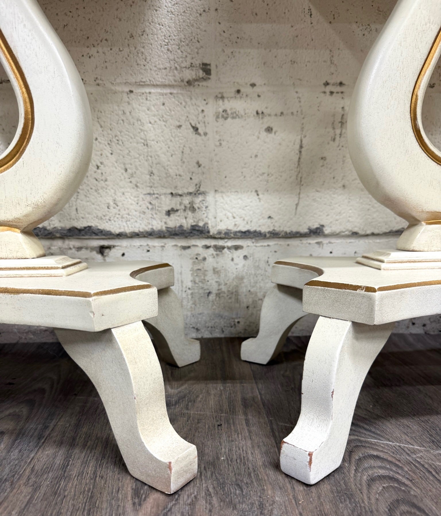 Vintage Hollywood Regency Marble Top Nightstands - Pair