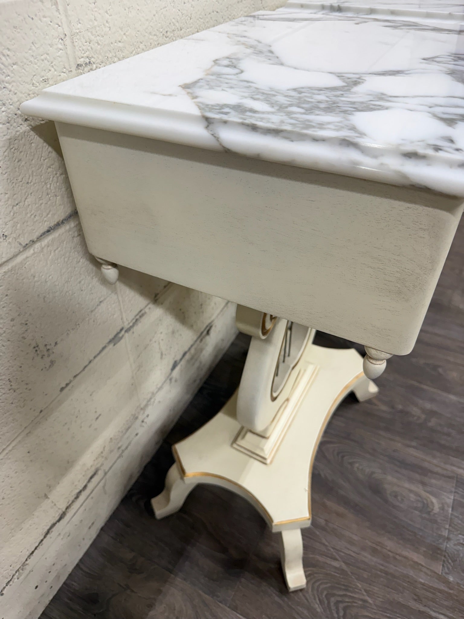 Vintage Hollywood Regency Marble Top Nightstands - Pair
