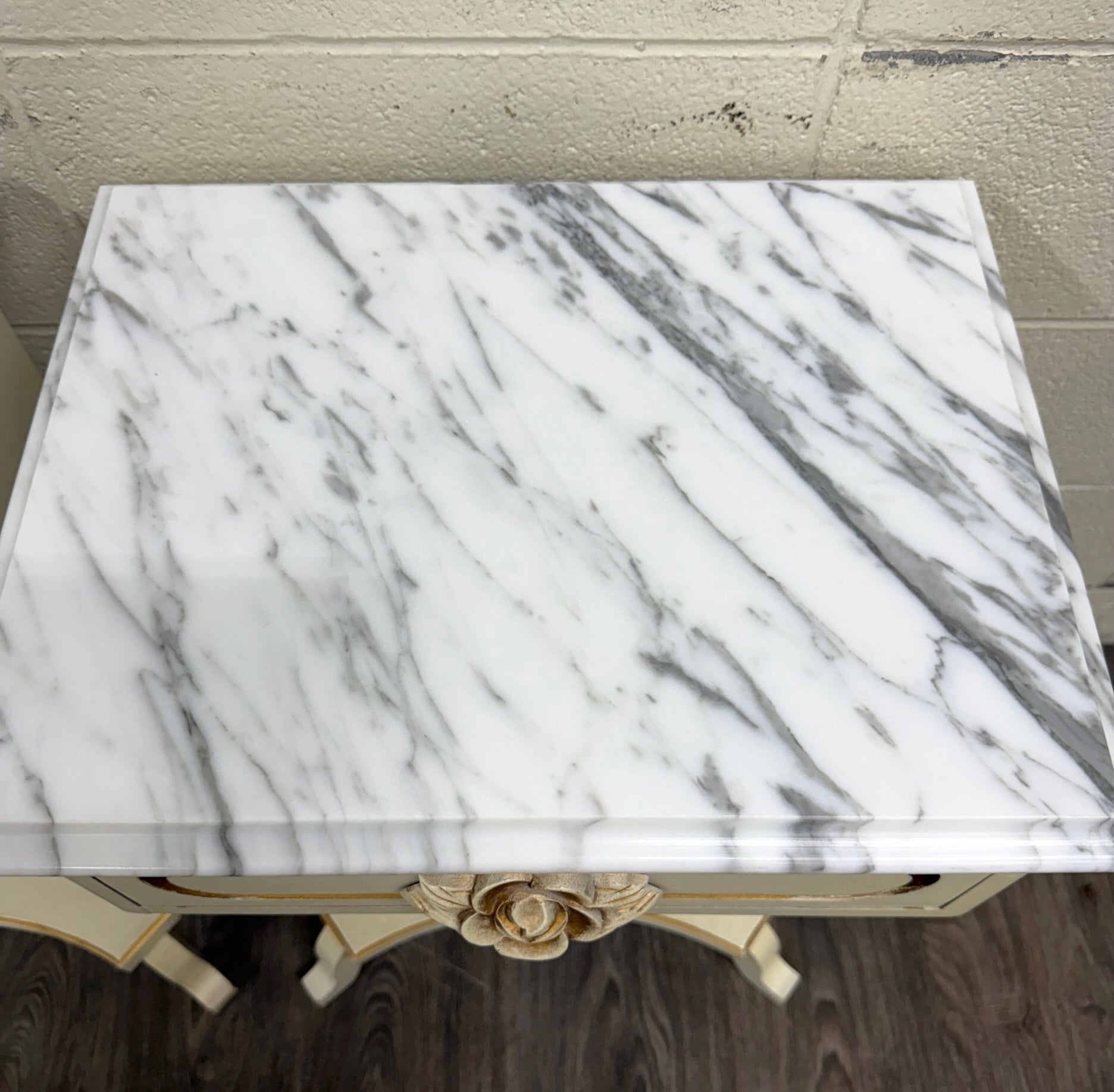 Vintage Hollywood Regency Marble Top Nightstands - Pair