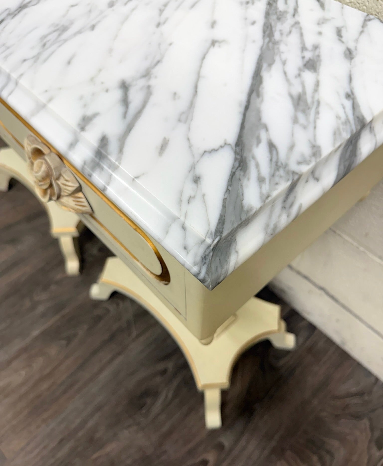 Vintage Hollywood Regency Marble Top Nightstands - Pair