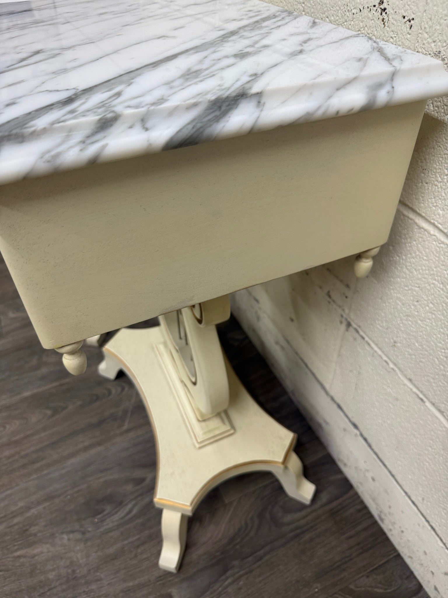 Vintage Hollywood Regency Marble Top Nightstands - Pair