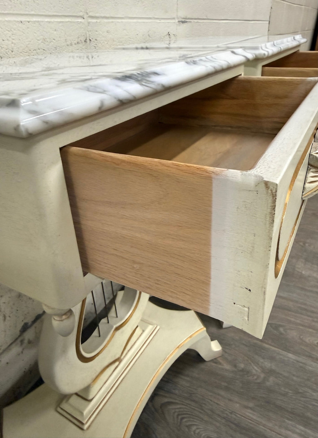 Vintage Hollywood Regency Marble Top Nightstands - Pair
