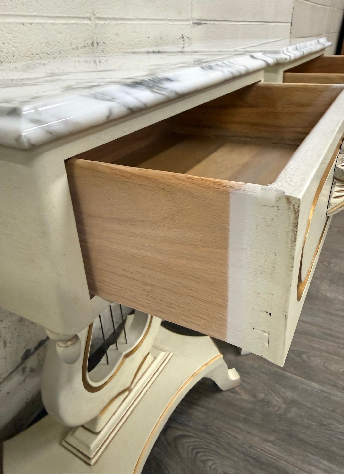 Vintage Hollywood Regency Marble Top Nightstands - Pair