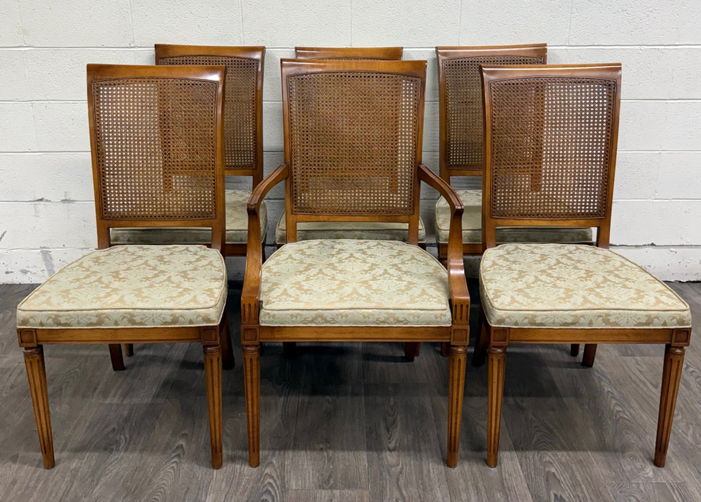 Vintage Ranck Furniture Solid Cherry Caned Back Dining Chairs - Set of 6