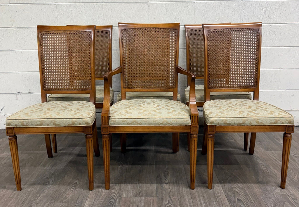 Vintage Ranck Furniture Solid Cherry Caned Back Dining Chairs - Set of 6