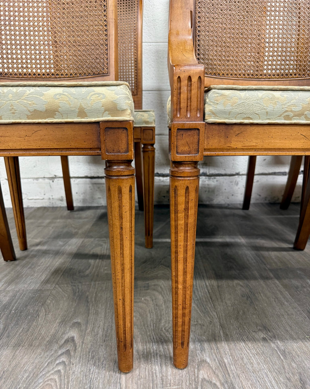 Vintage Ranck Furniture Solid Cherry Caned Back Dining Chairs - Set of 6