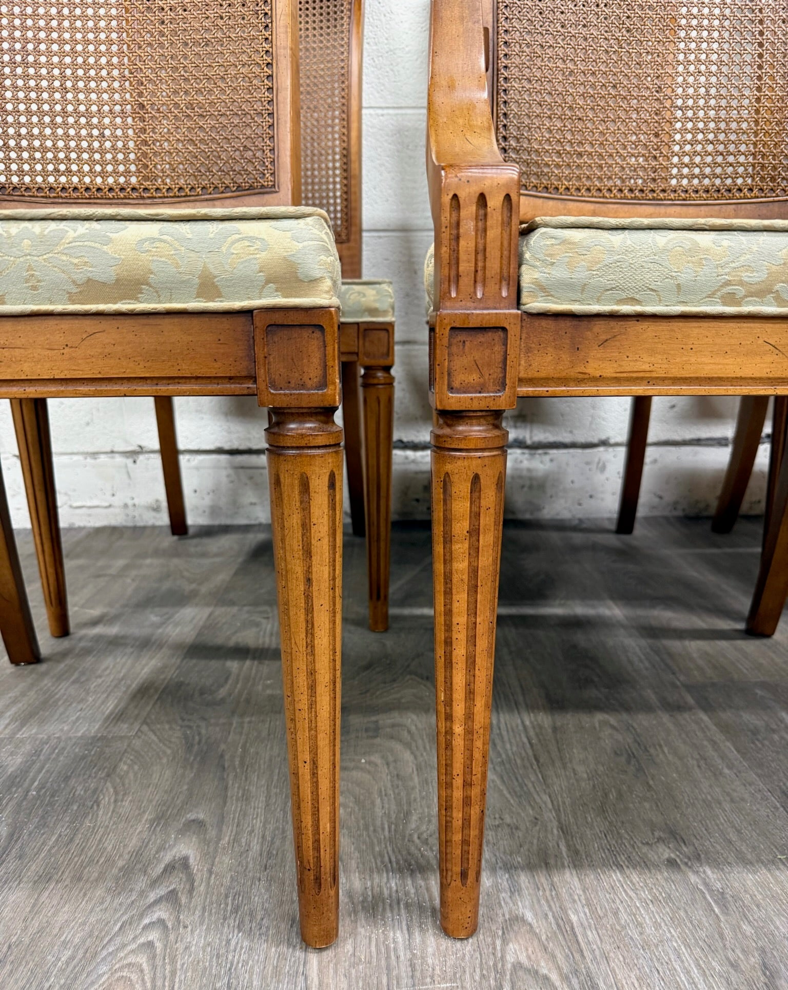 Vintage Ranck Furniture Solid Cherry Caned Back Dining Chairs - Set of 6