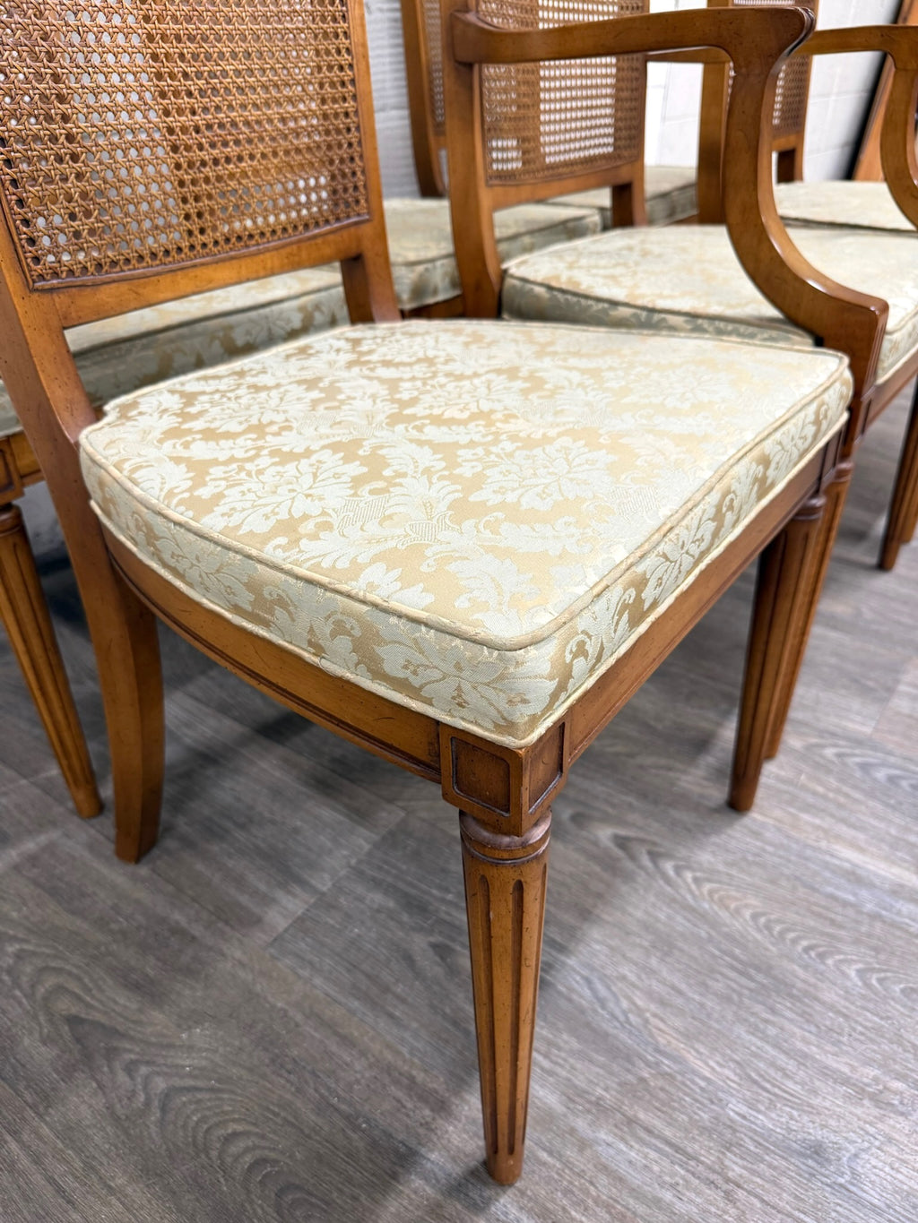 Vintage Ranck Furniture Solid Cherry Caned Back Dining Chairs - Set of 6
