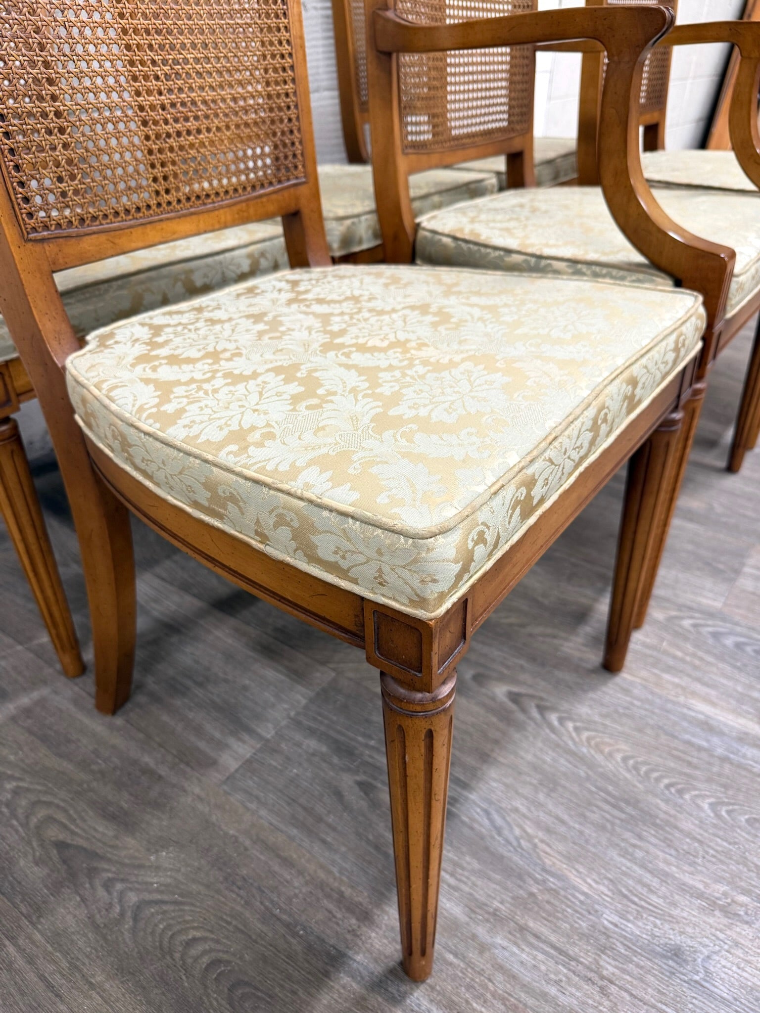 Vintage Ranck Furniture Solid Cherry Caned Back Dining Chairs - Set of 6