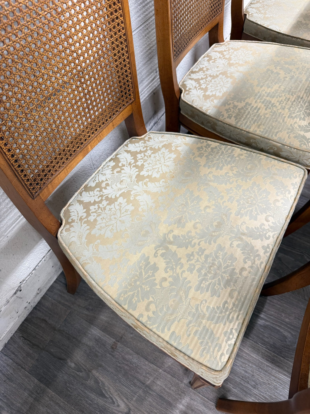 Vintage Ranck Furniture Solid Cherry Caned Back Dining Chairs - Set of 6