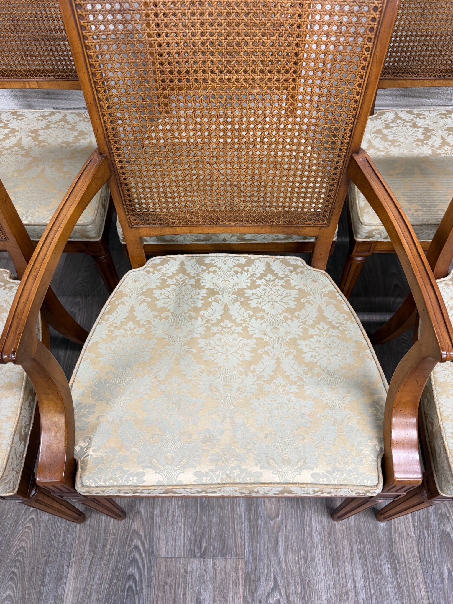 Vintage Ranck Furniture Solid Cherry Caned Back Dining Chairs - Set of 6