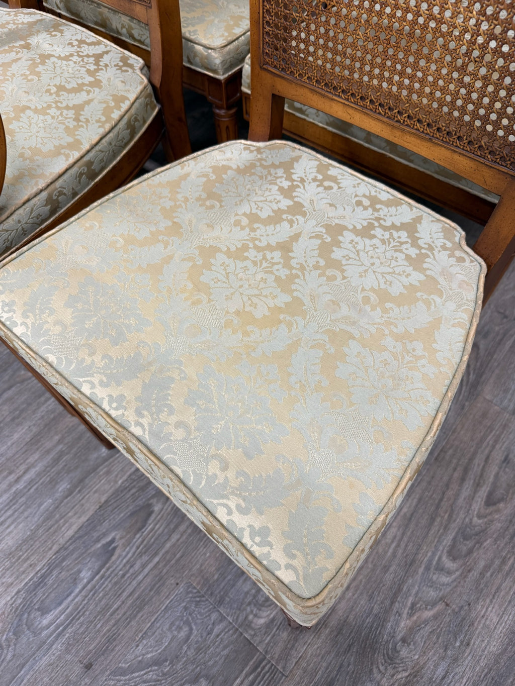 Vintage Ranck Furniture Solid Cherry Caned Back Dining Chairs - Set of 6