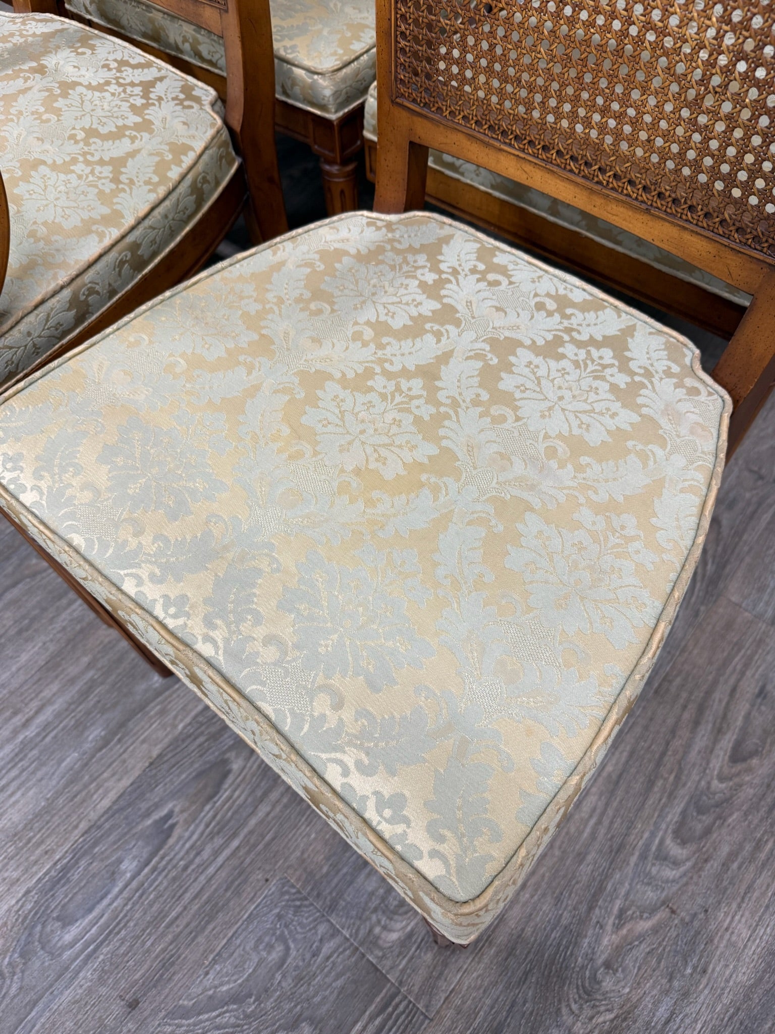 Vintage Ranck Furniture Solid Cherry Caned Back Dining Chairs - Set of 6