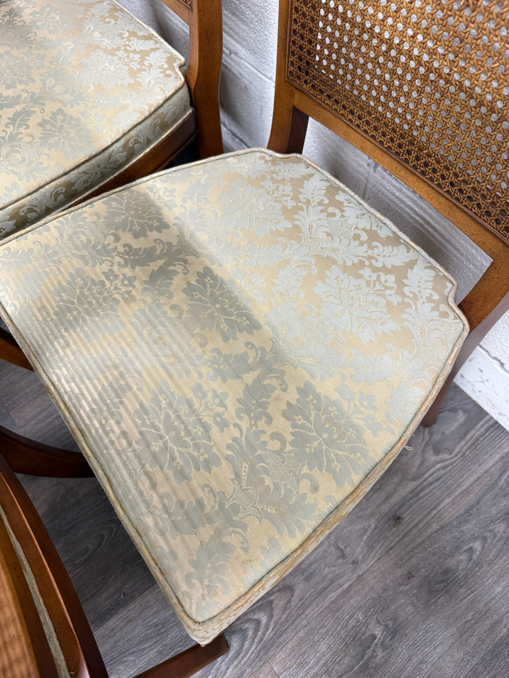 Vintage Ranck Furniture Solid Cherry Caned Back Dining Chairs - Set of 6