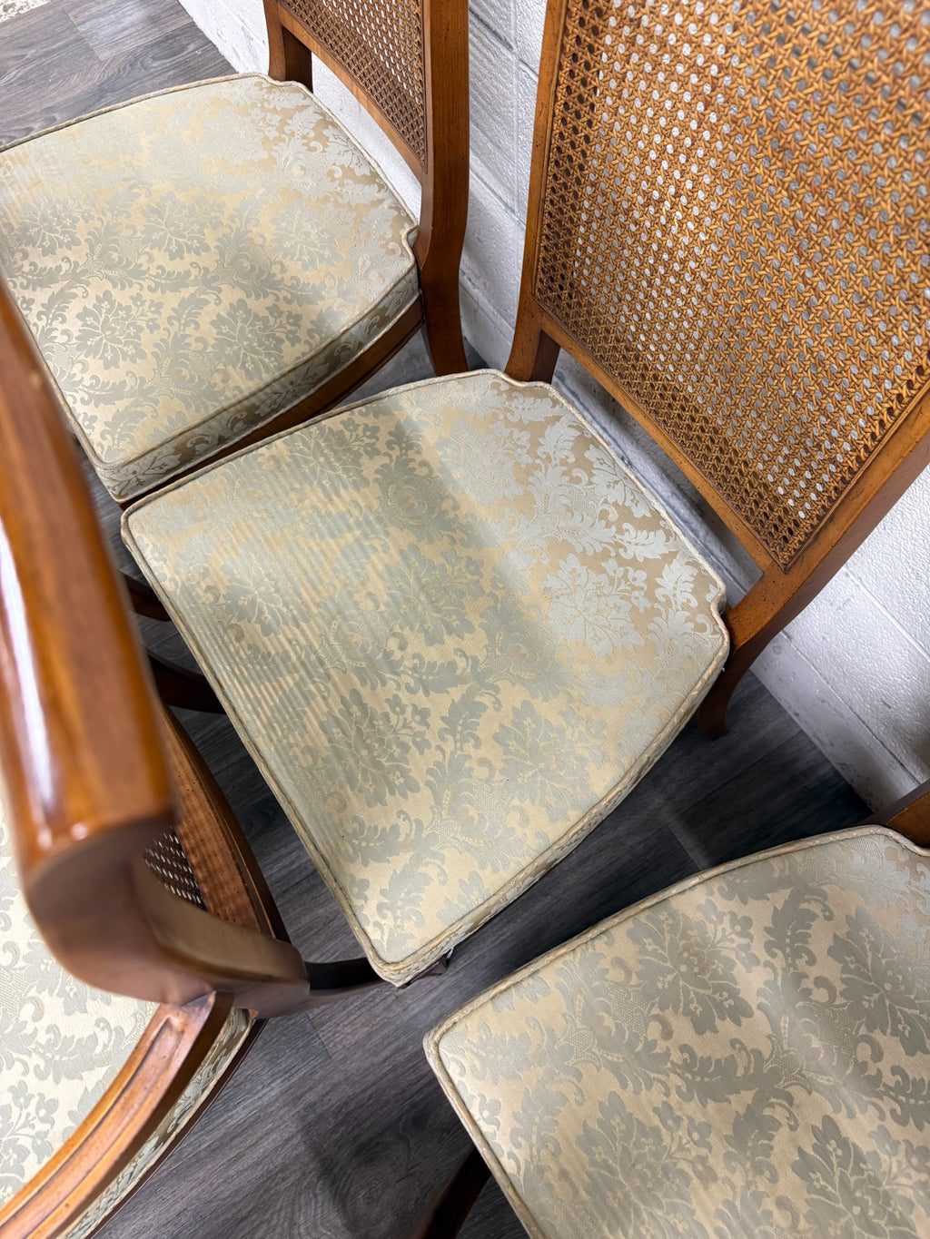 Vintage Ranck Furniture Solid Cherry Caned Back Dining Chairs - Set of 6