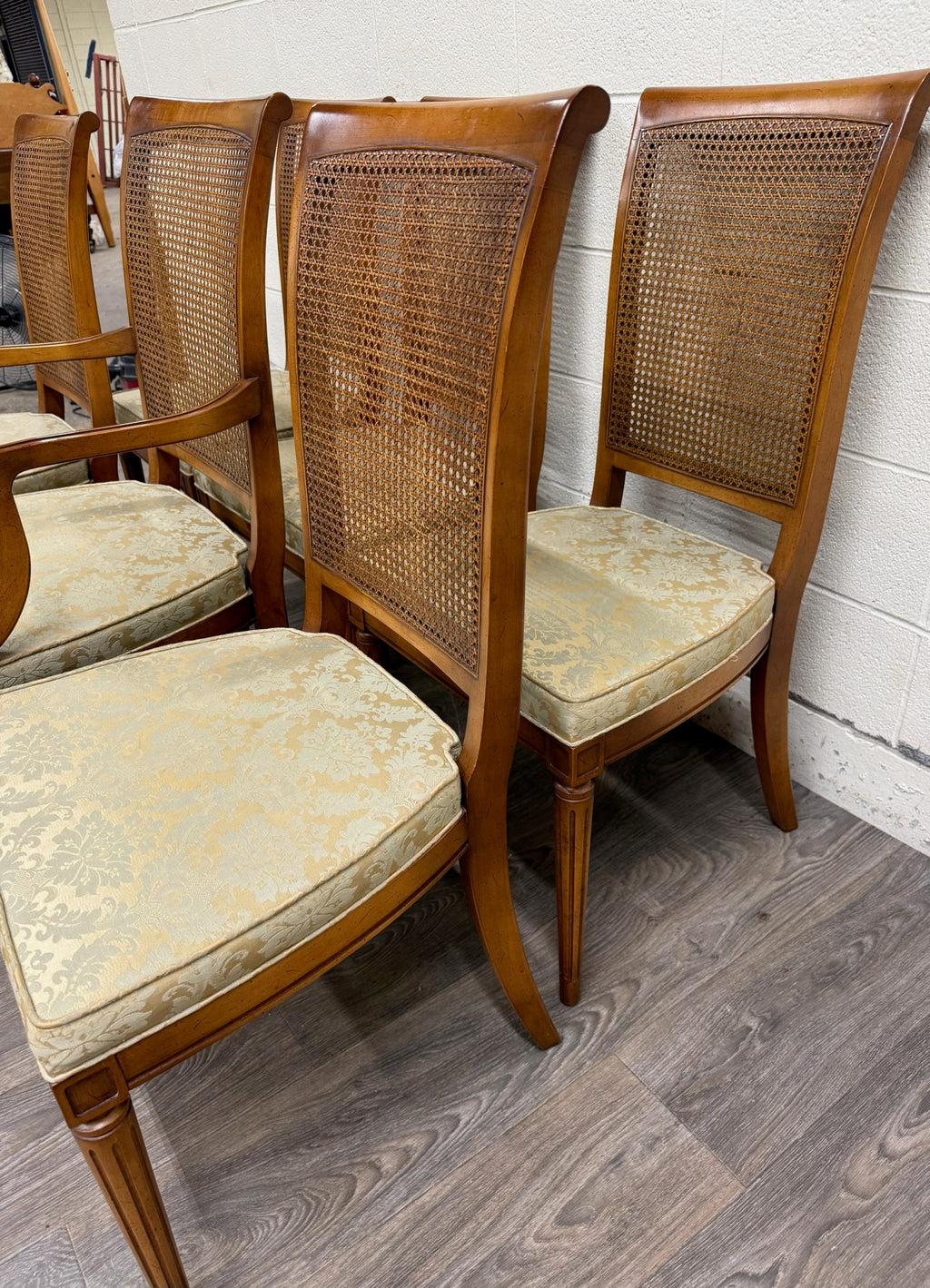 Vintage Ranck Furniture Solid Cherry Caned Back Dining Chairs - Set of 6