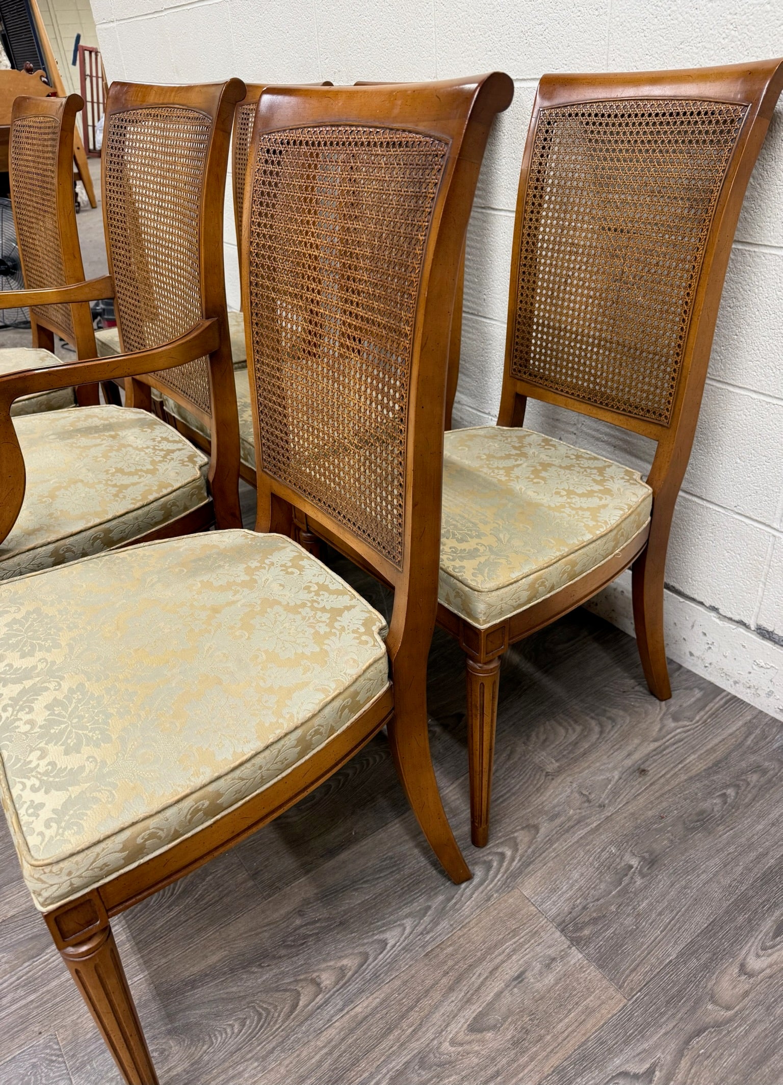 Vintage Ranck Furniture Solid Cherry Caned Back Dining Chairs - Set of 6