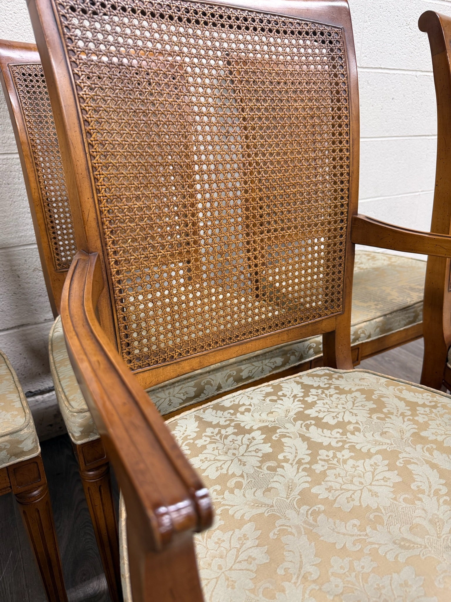 Vintage Ranck Furniture Solid Cherry Caned Back Dining Chairs - Set of 6