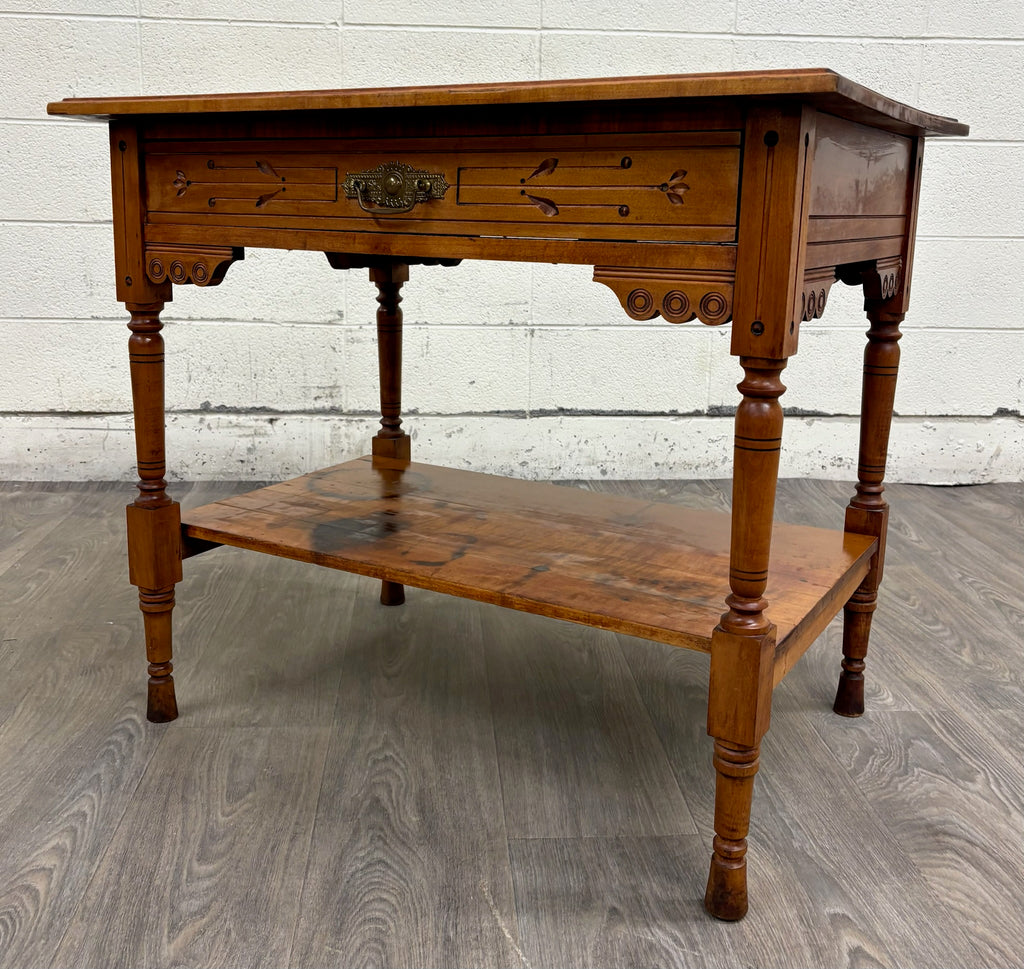 Antique Victorian Eastlake Aesthetic Movement Walnut Library Table Console