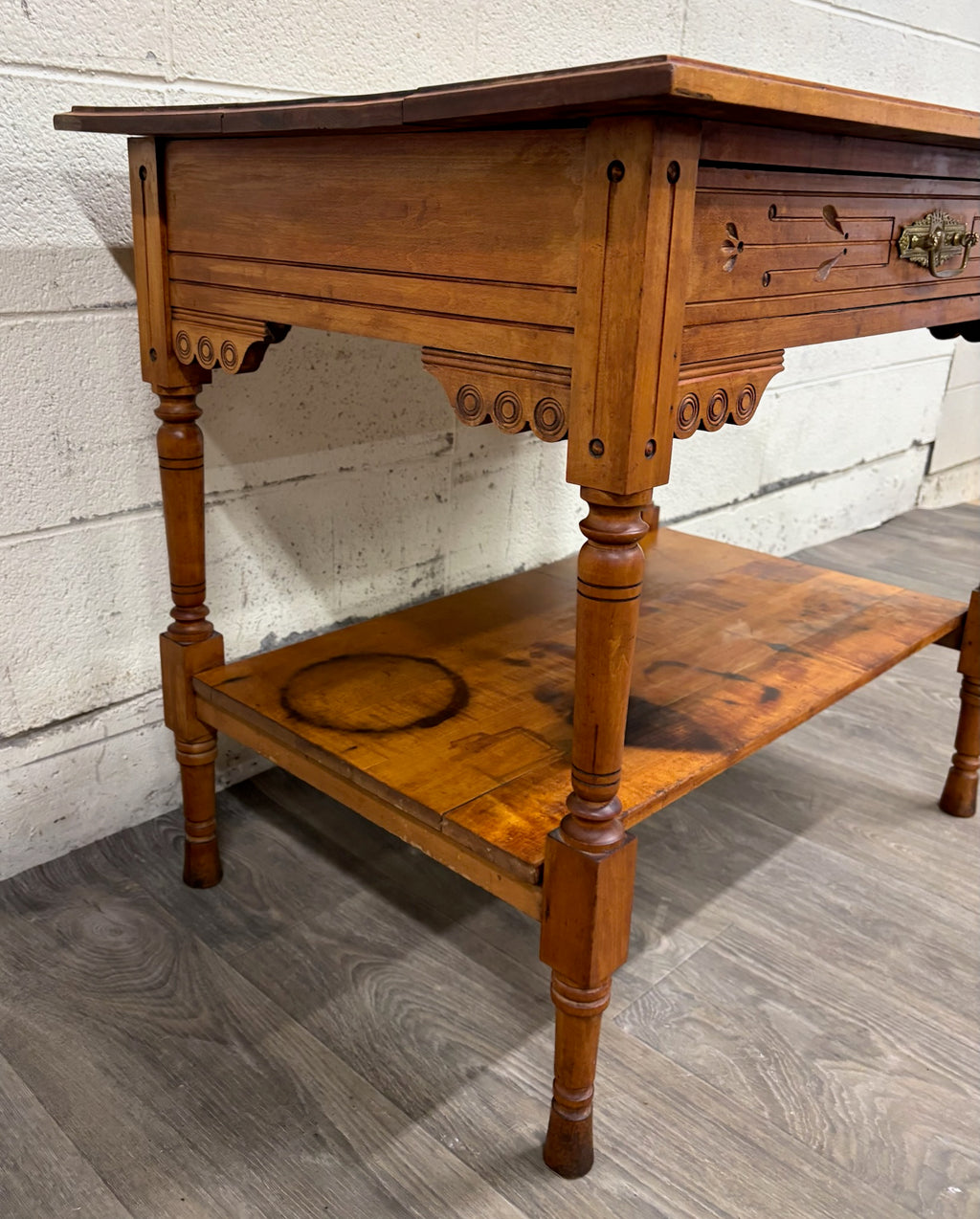 Antique Victorian Eastlake Aesthetic Movement Walnut Library Table Console