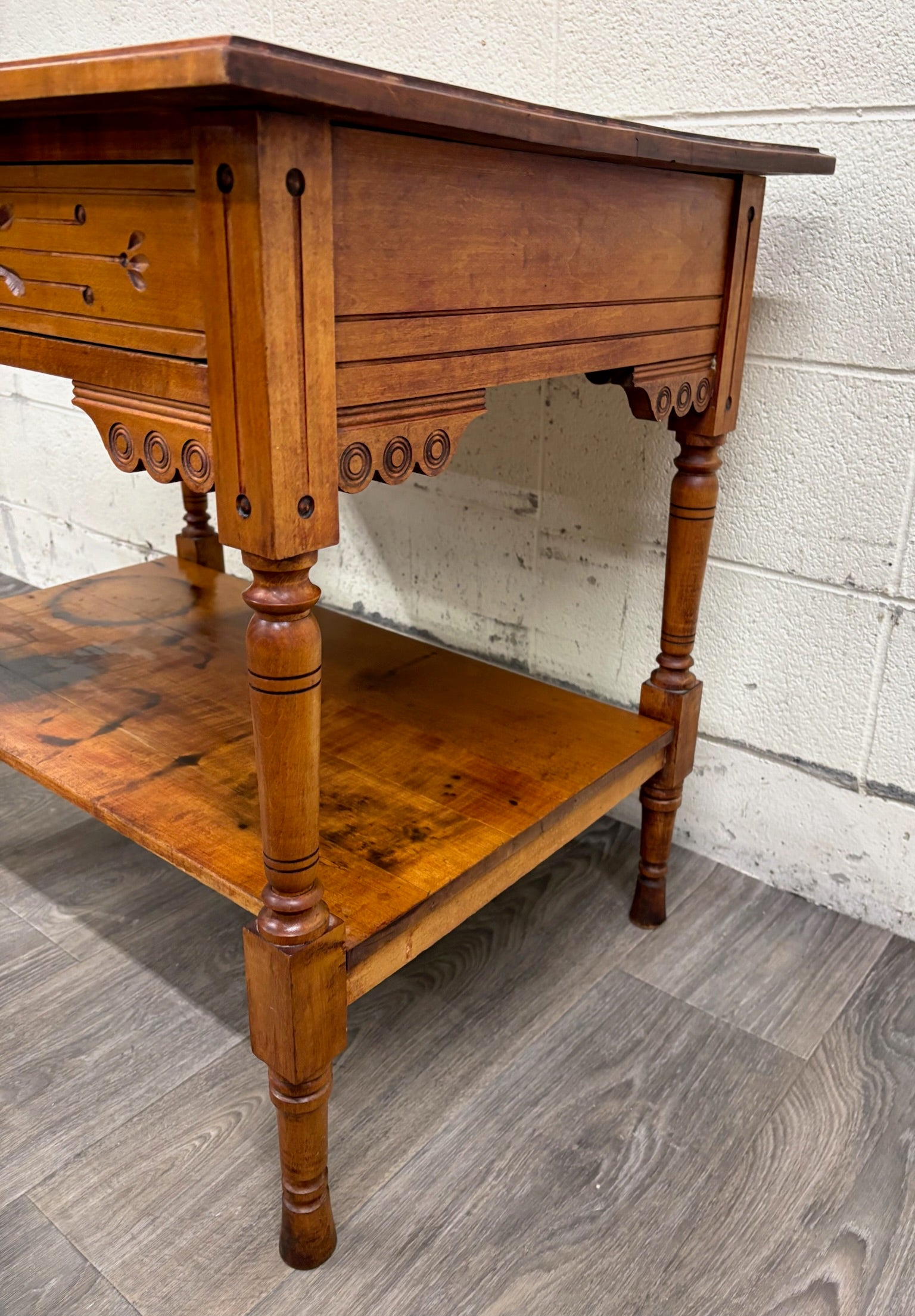 Antique Victorian Eastlake Aesthetic Movement Walnut Library Table Console
