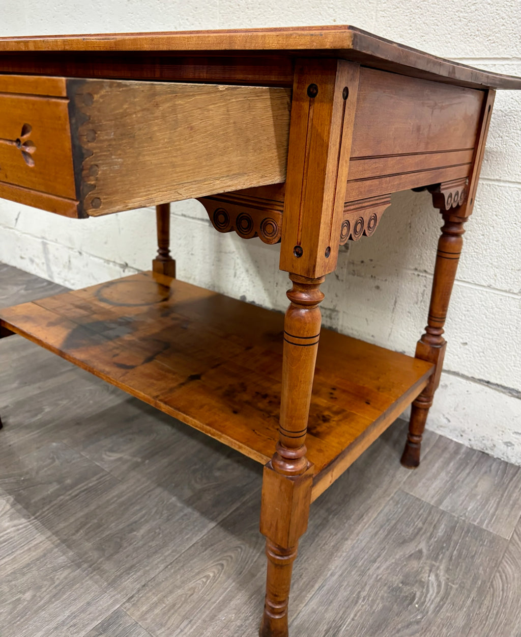 Antique Victorian Eastlake Aesthetic Movement Walnut Library Table Console