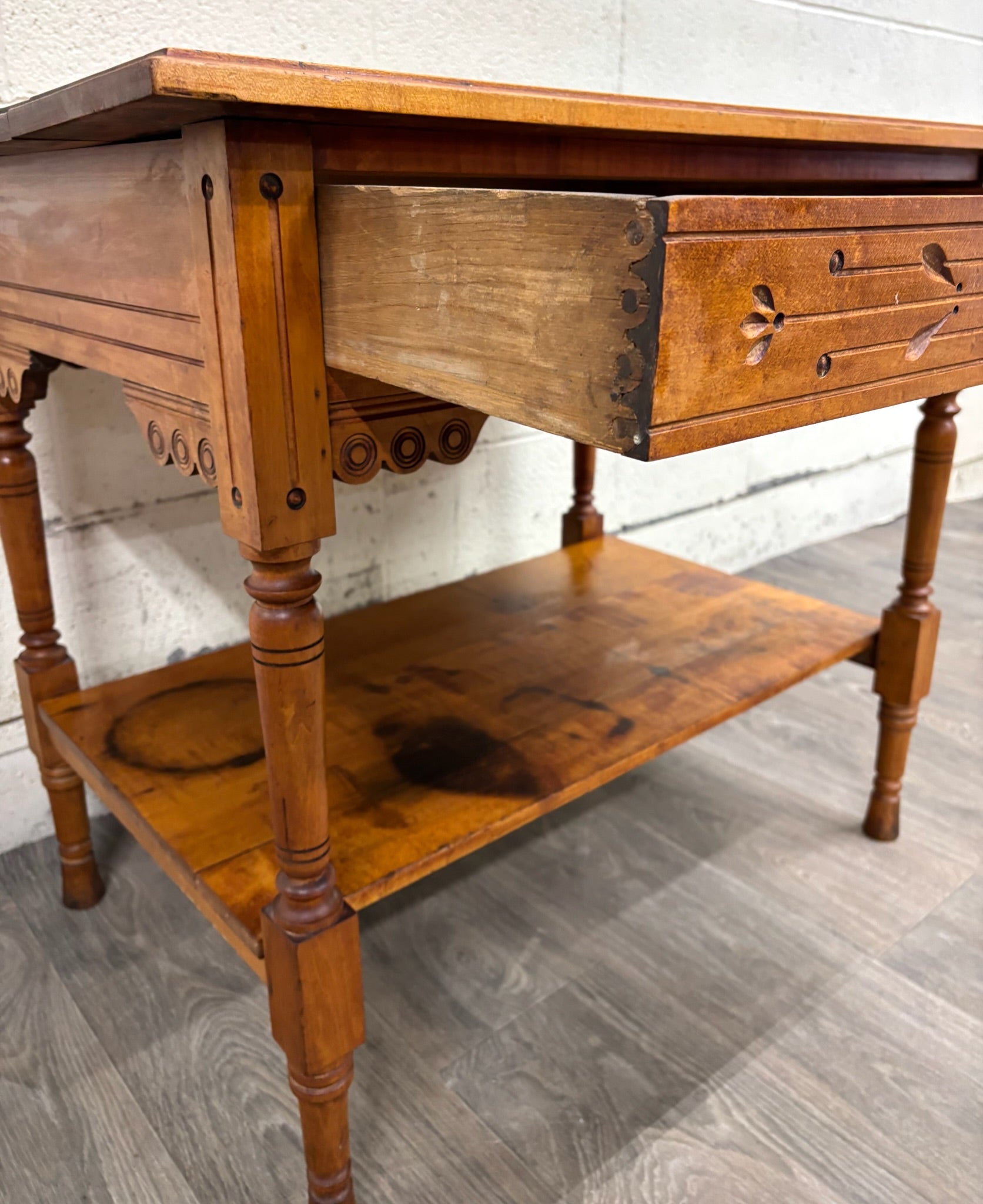 Antique Victorian Eastlake Aesthetic Movement Walnut Library Table Console