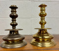 Vintage Solid Brass Candlesticks Candle Holders with Drip Pans - Pair
