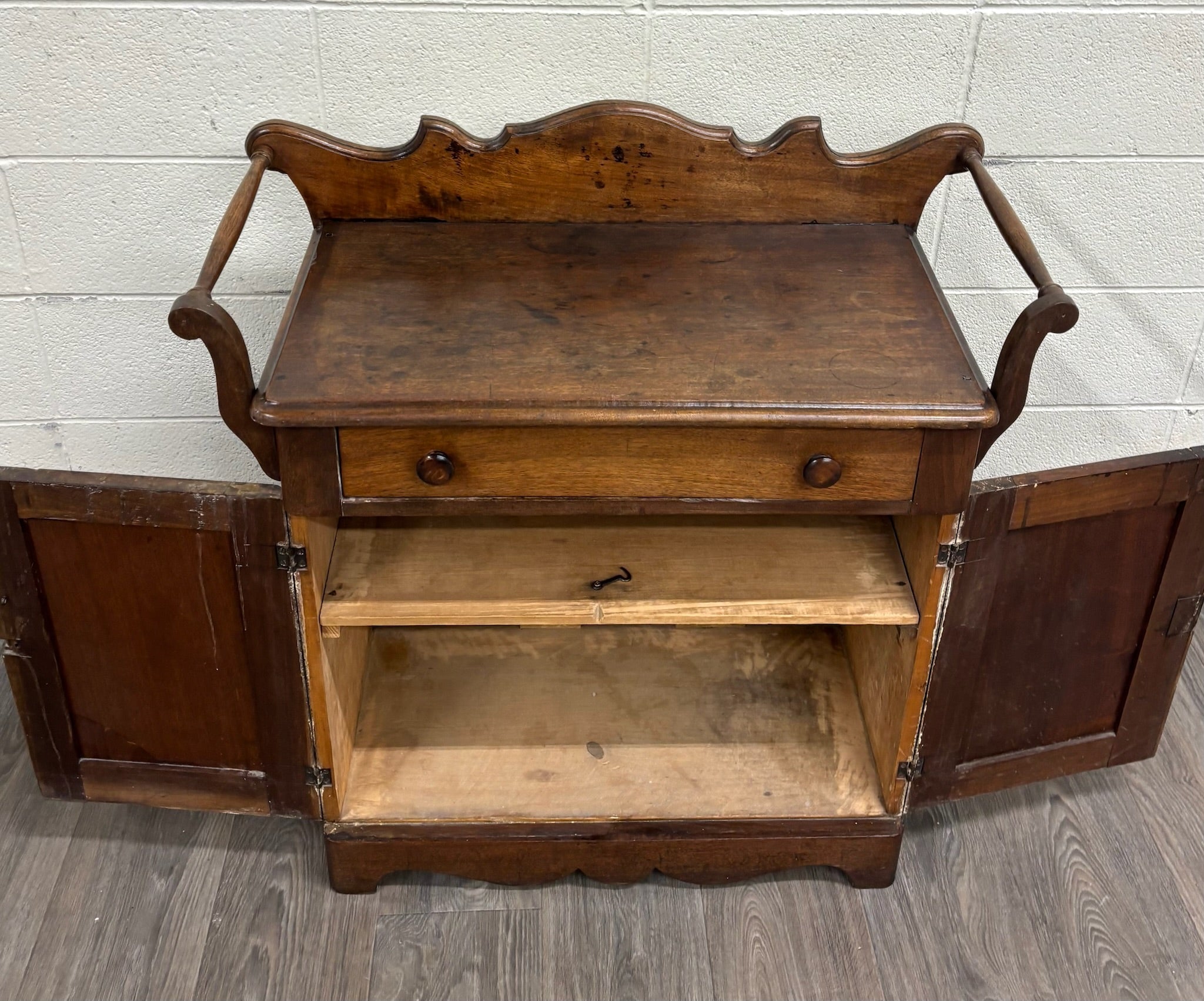Antique 19th Century Primitive Walnut Dry Sink Washstand