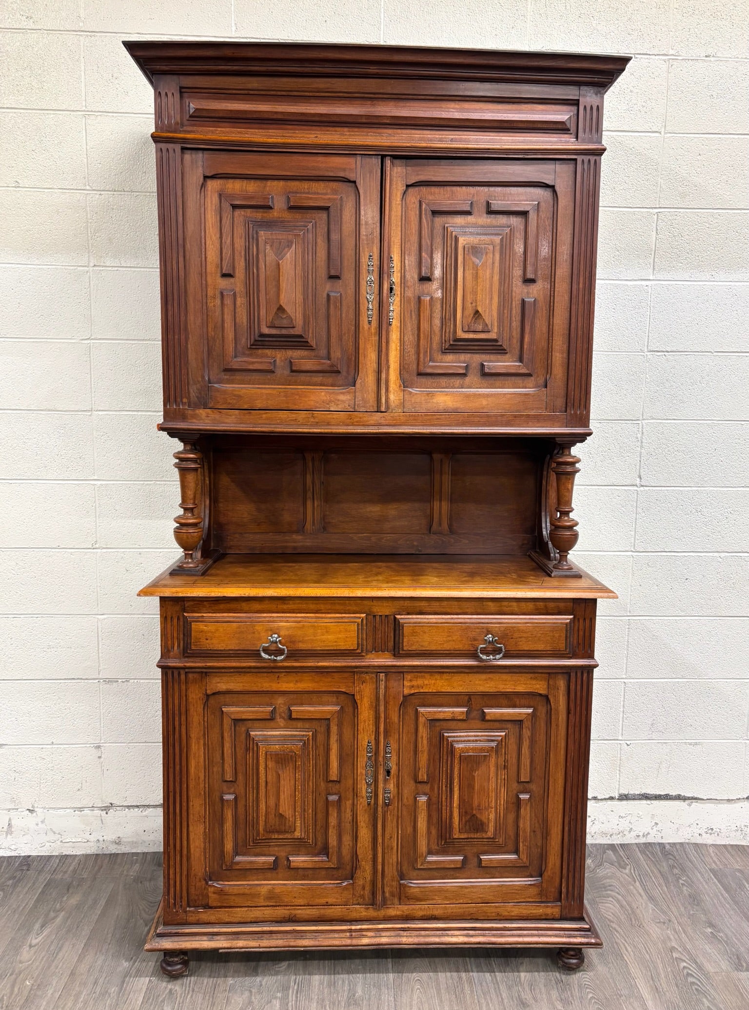 Antique French Renaissance Revival Henri II Style Two-Piece Buffet Deux Corps