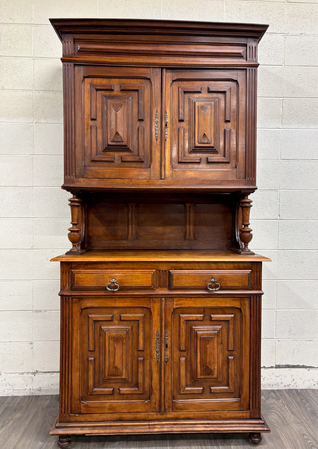 Antique French Renaissance Revival Henri II Style Two-Piece Buffet Deux Corps