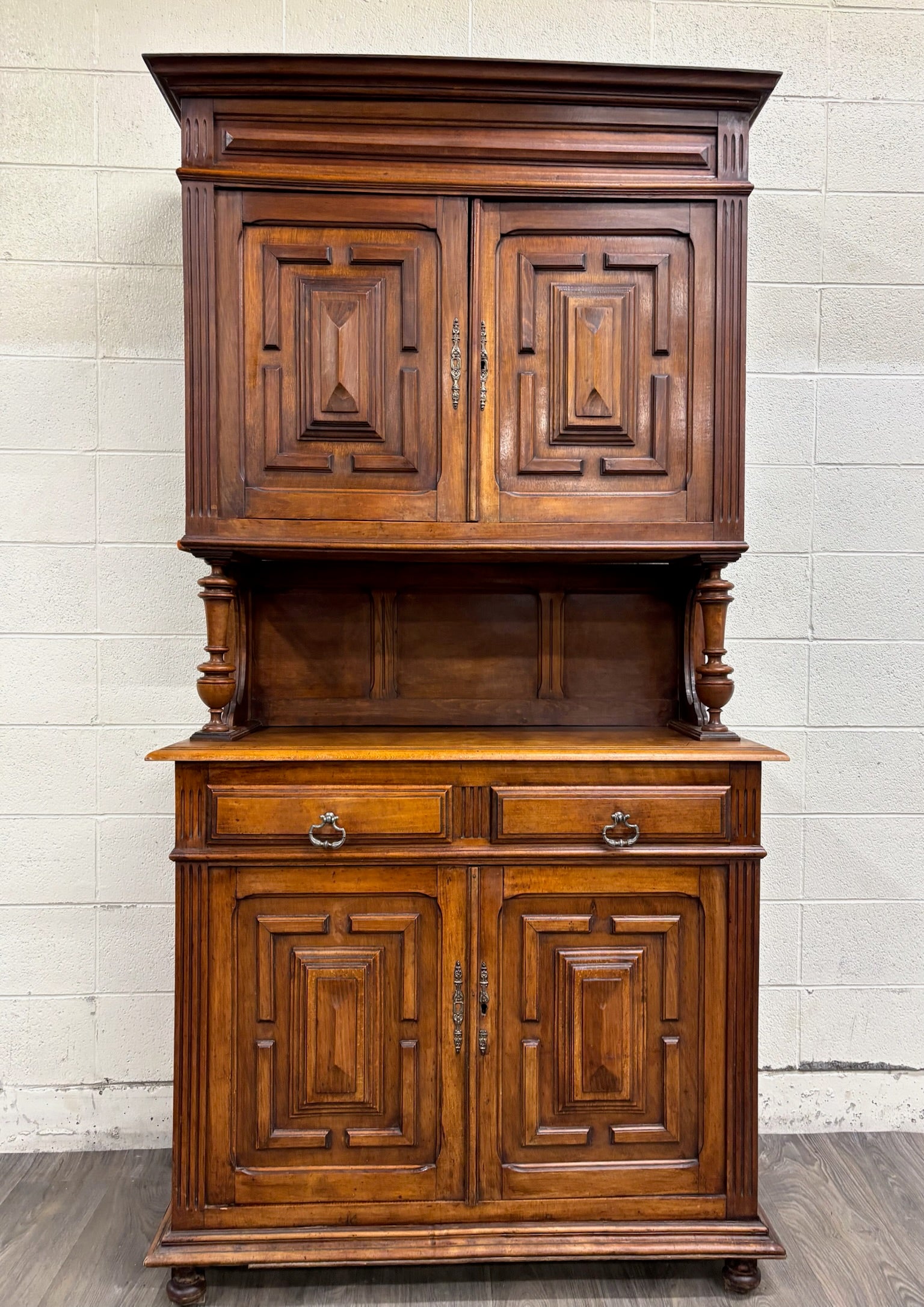 Antique French Renaissance Revival Henri II Style Two-Piece Buffet Deux Corps