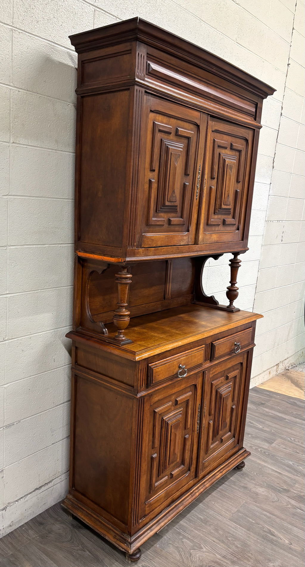 Antique French Renaissance Revival Henri II Style Two-Piece Buffet Deux Corps