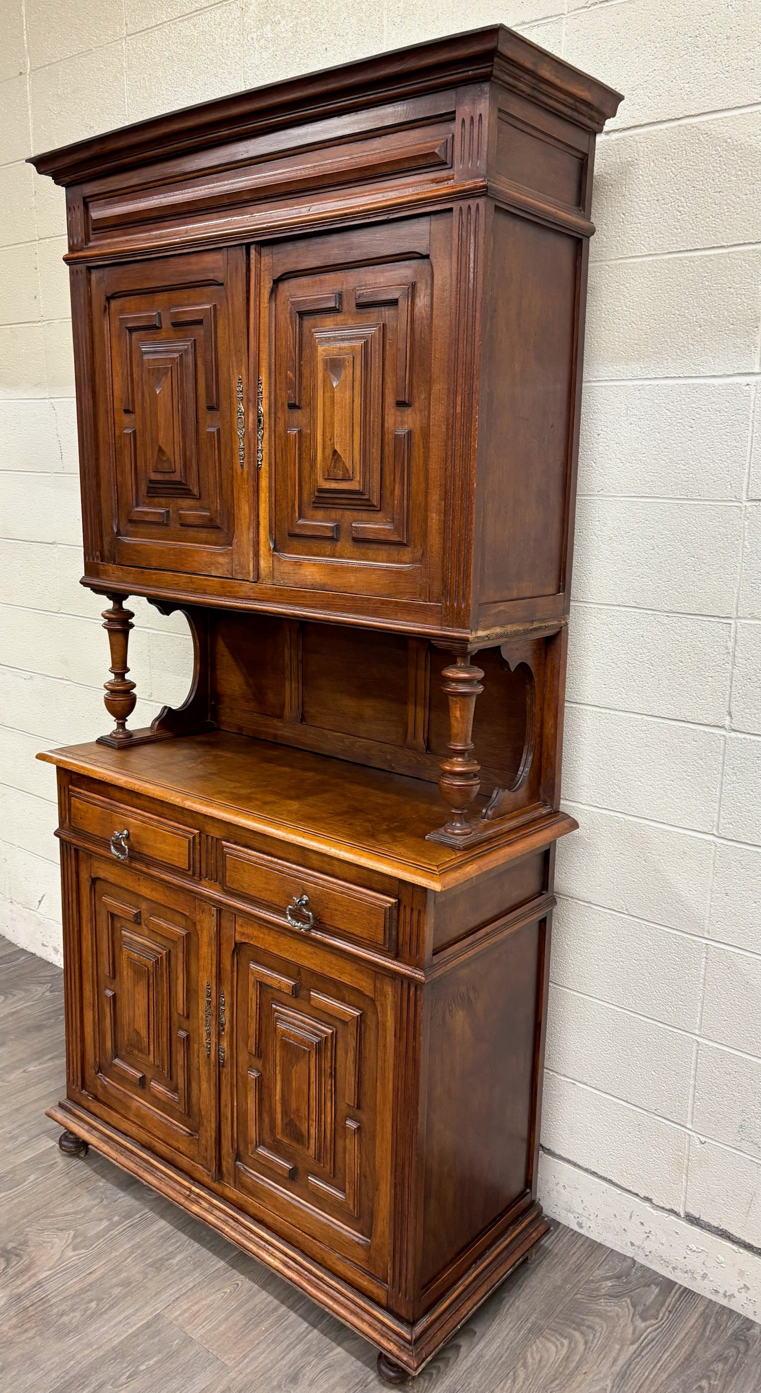 Antique French Renaissance Revival Henri II Style Two-Piece Buffet Deux Corps