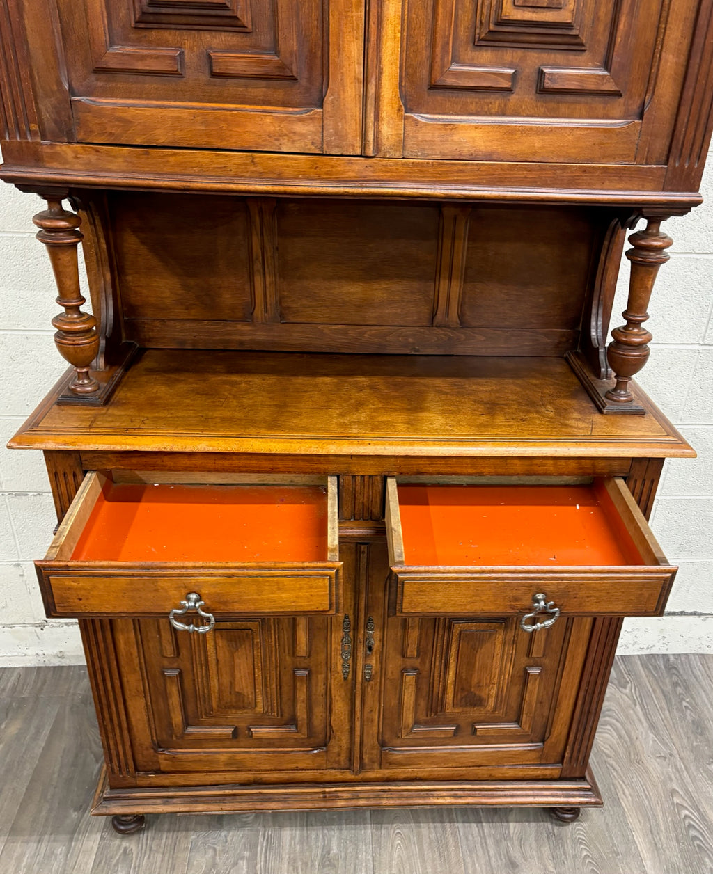 Antique French Renaissance Revival Henri II Style Two-Piece Buffet Deux Corps