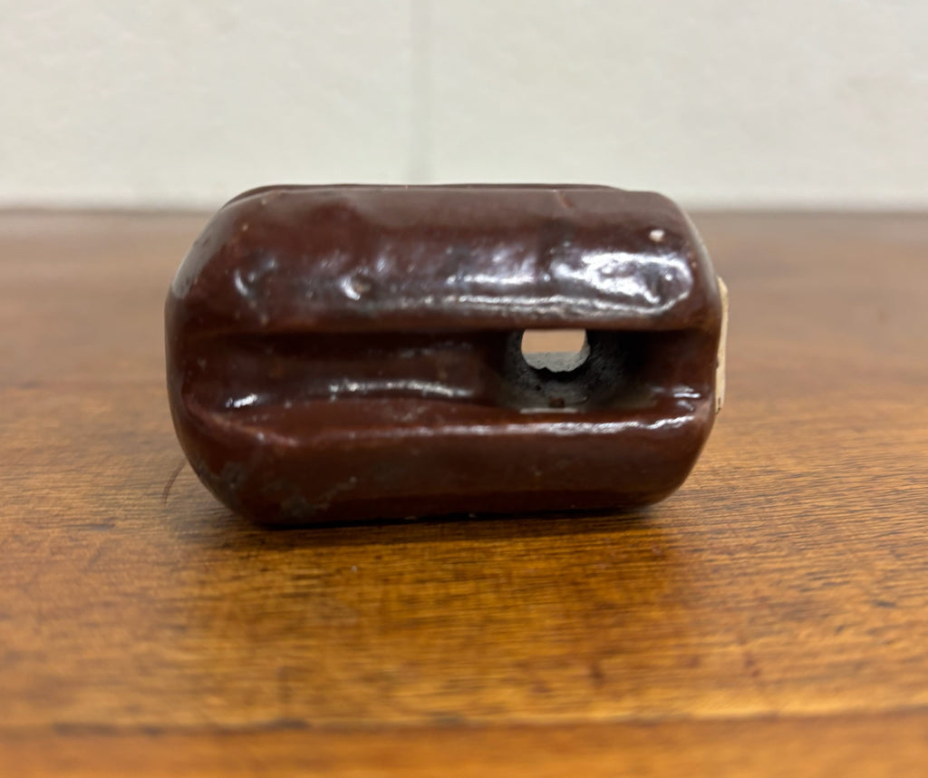 Antique Brown Ceramic Johnny Ball Guy Wire Insulator