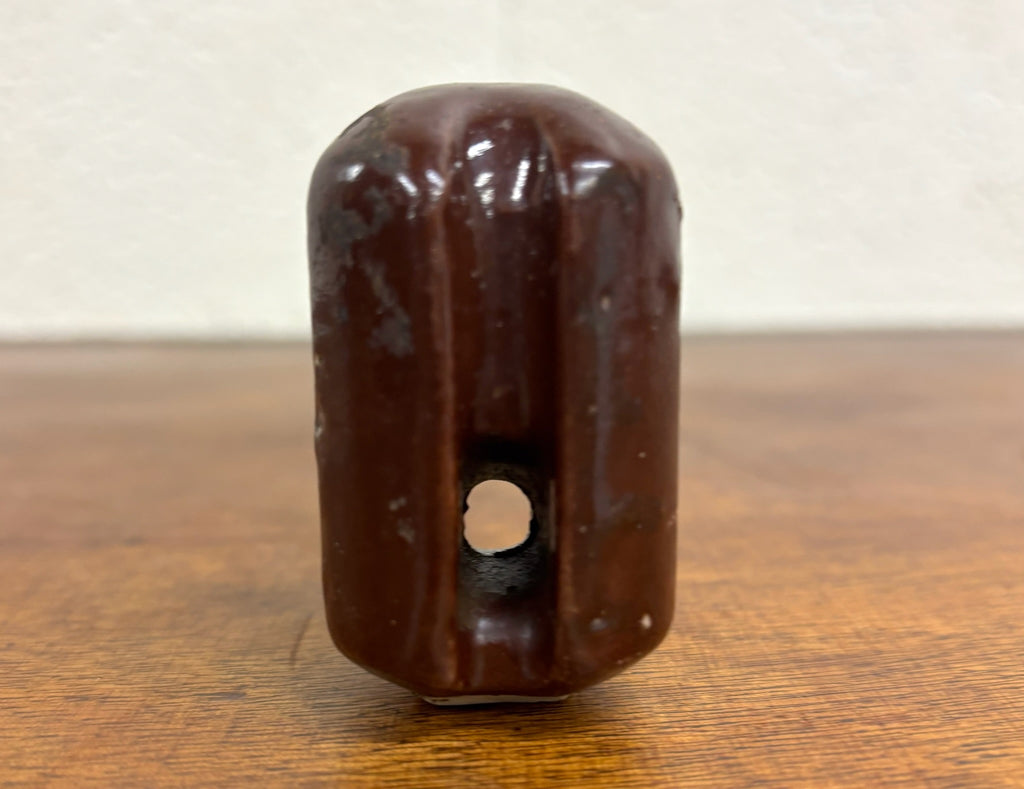 Antique Brown Ceramic Johnny Ball Guy Wire Insulator