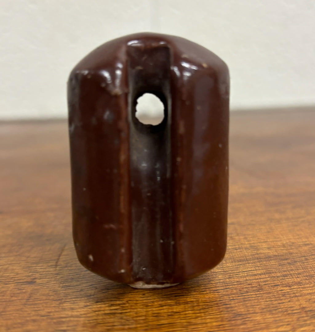 Antique Brown Ceramic Johnny Ball Guy Wire Insulator