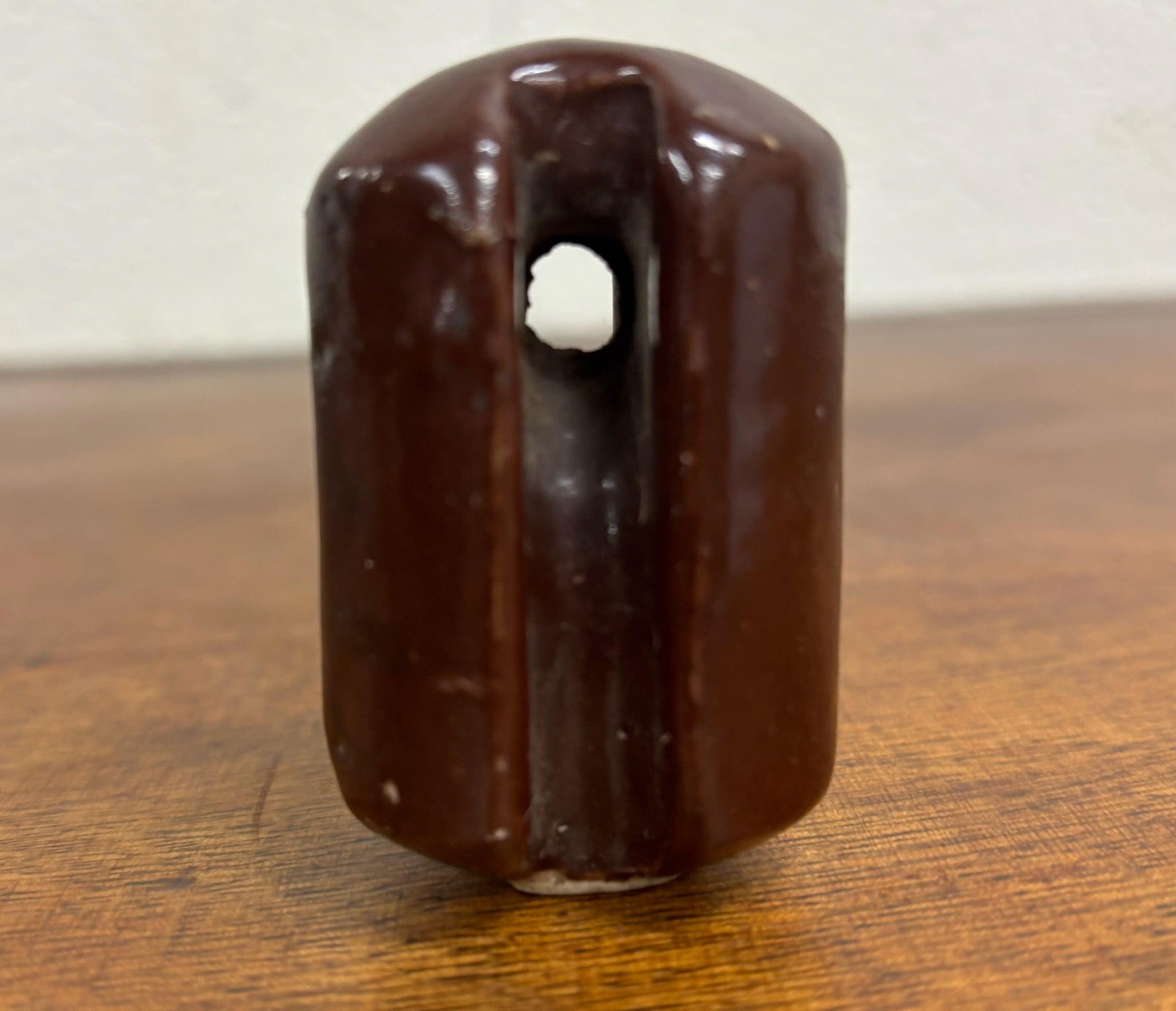 Antique Brown Ceramic Johnny Ball Guy Wire Insulator