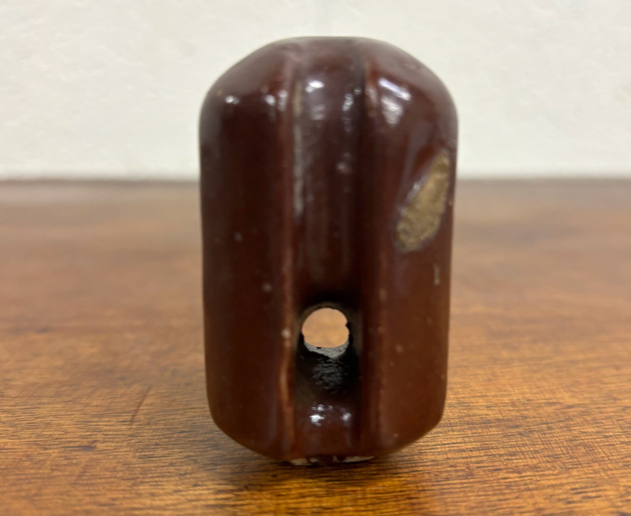 Antique Brown Ceramic Johnny Ball Guy Wire Insulator