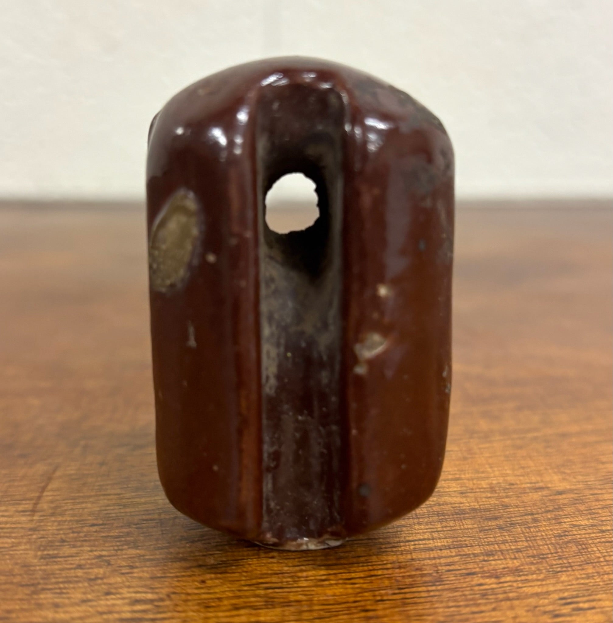 Antique Brown Ceramic Johnny Ball Guy Wire Insulator
