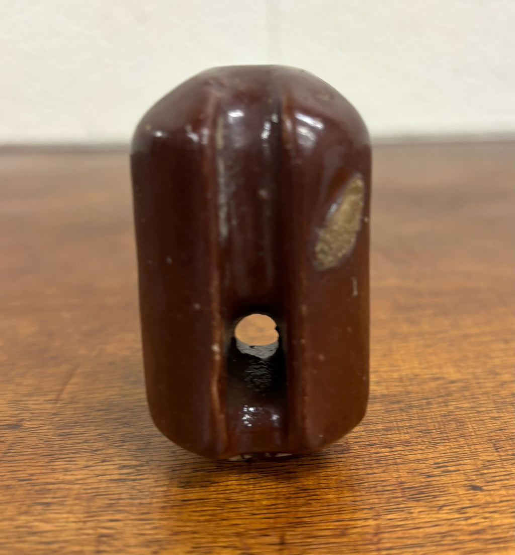 Antique Brown Ceramic Johnny Ball Guy Wire Insulator