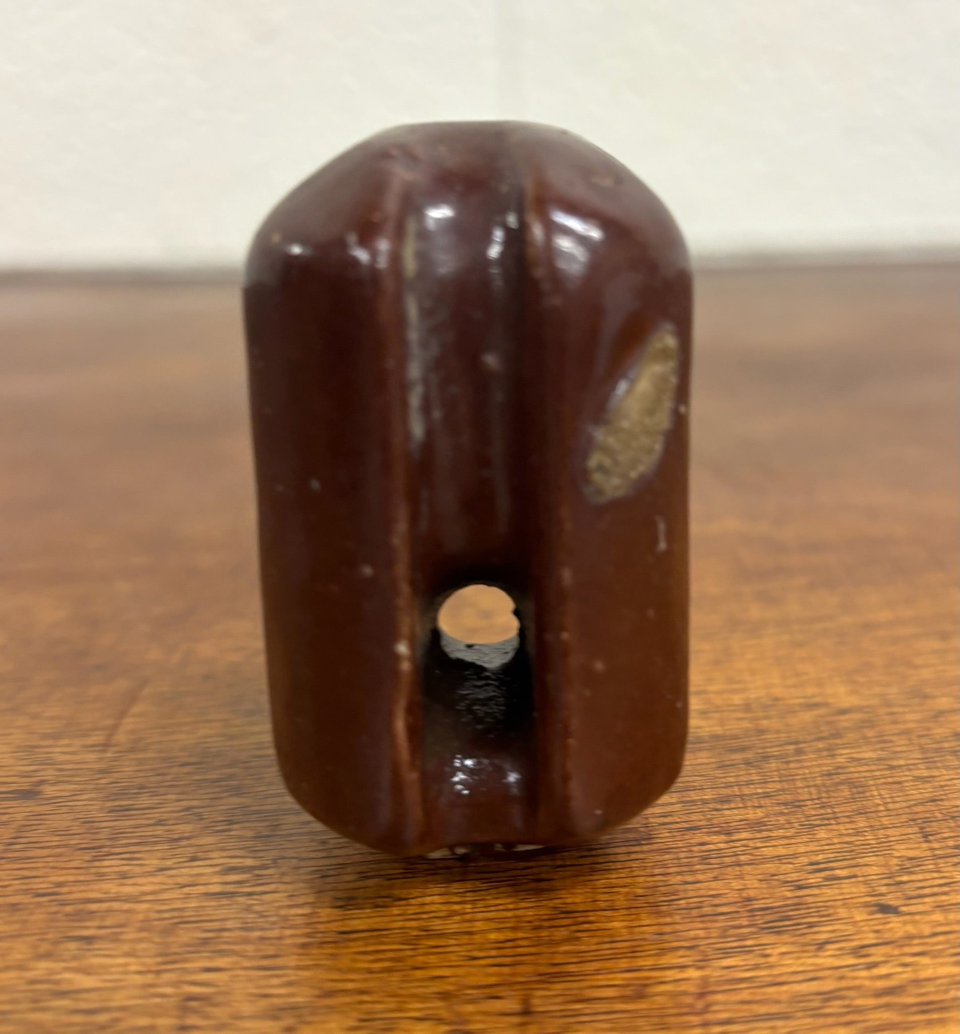 Antique Brown Ceramic Johnny Ball Guy Wire Insulator