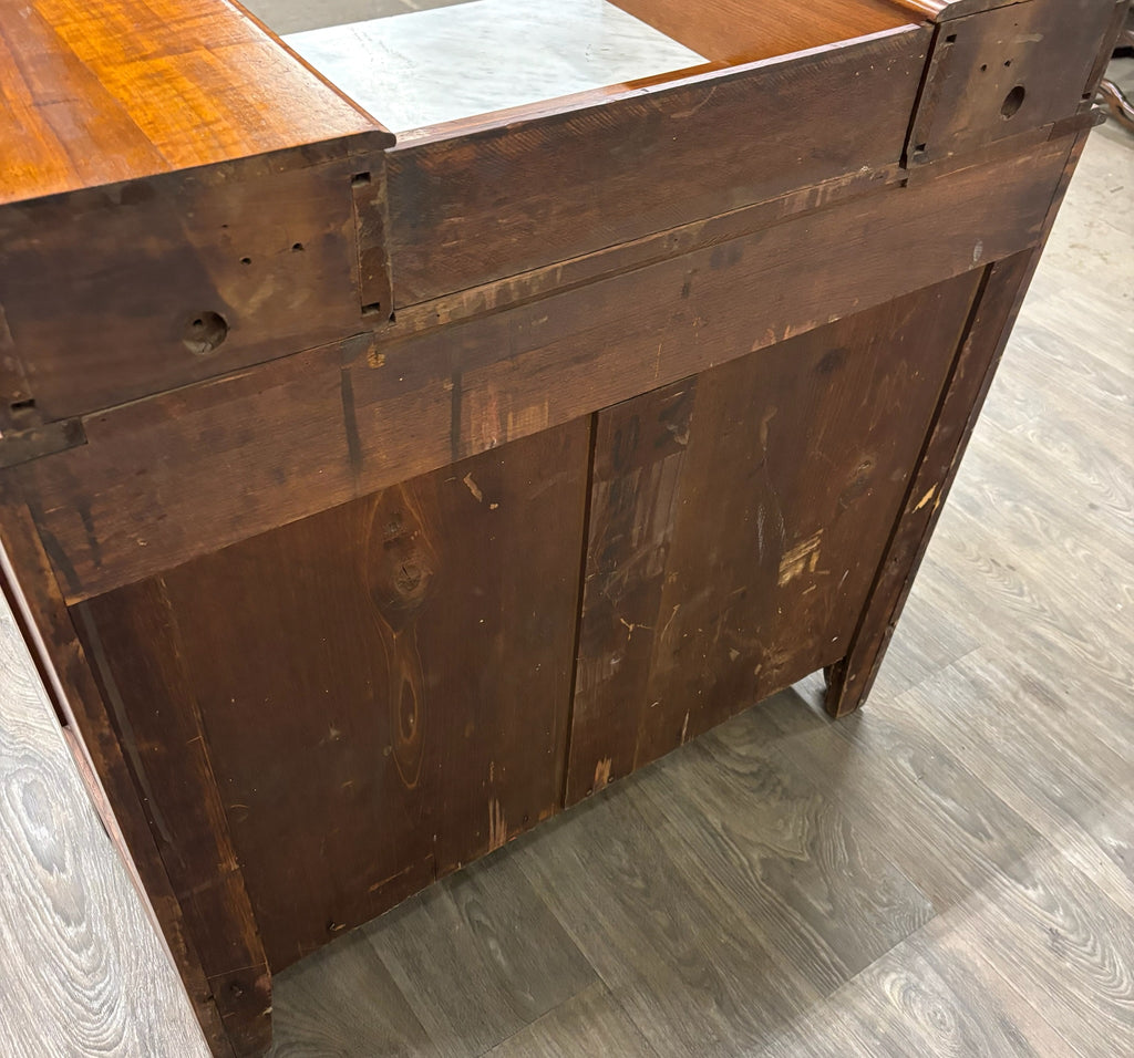 Antique Victorian Eastlake Burled Wood Marble Inlay Gentleman’s Dresser Commode