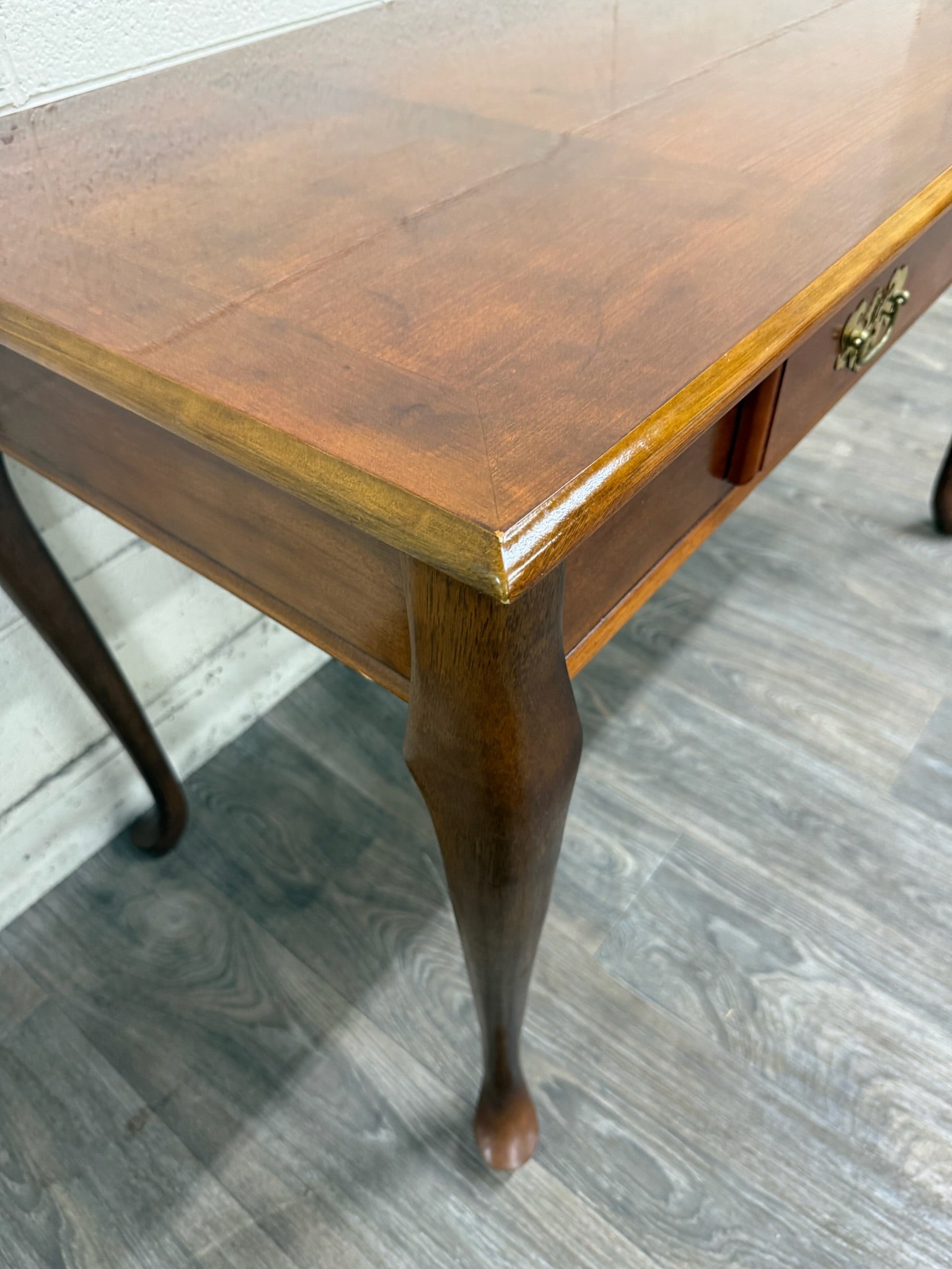 Vintage Queen Anne Style Writing Desk Entry Console Hallway Table Sofa Table