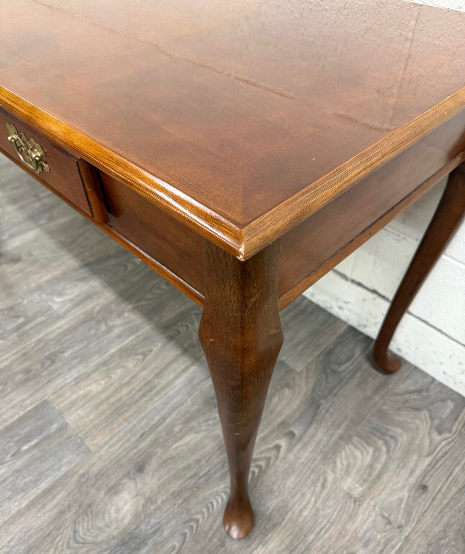 Vintage Queen Anne Style Writing Desk Entry Console Hallway Table Sofa Table