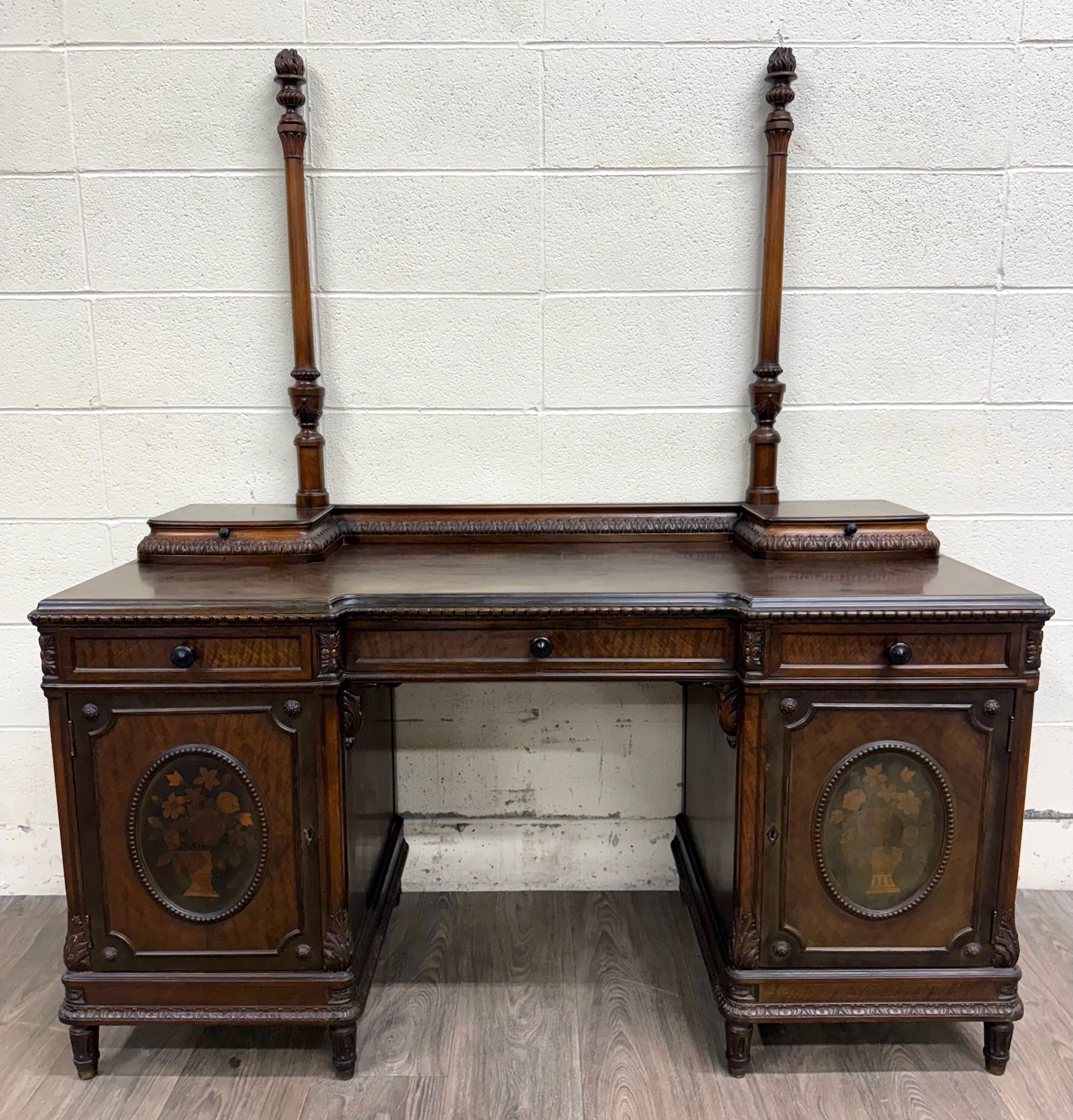 Antique Berkey & Gay Mahogany Vanity or Kneehole Desk