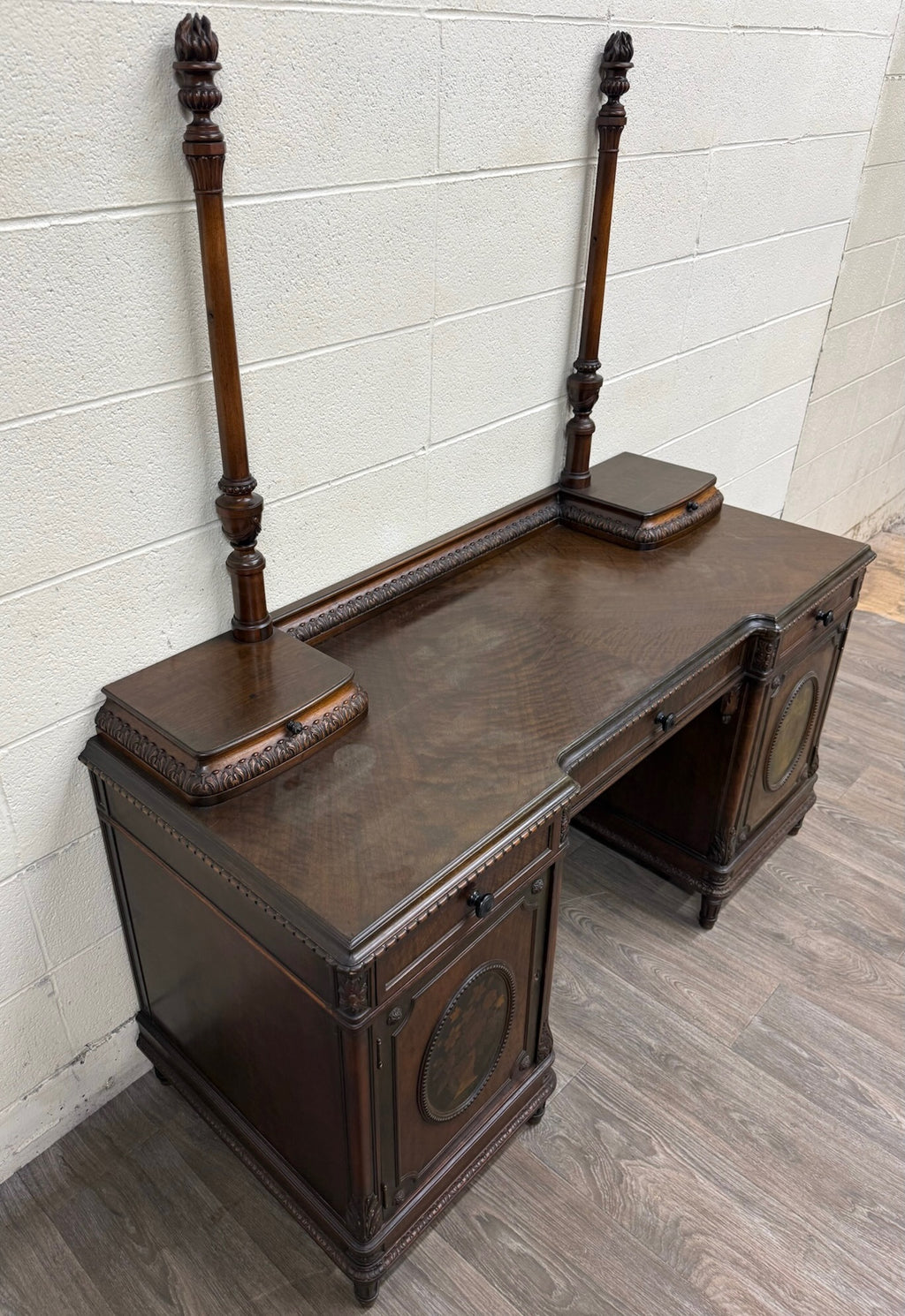Antique Berkey & Gay Mahogany Vanity or Kneehole Desk
