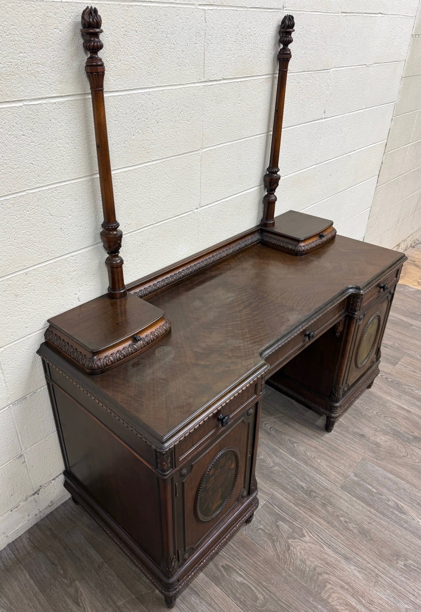 Antique Berkey & Gay Mahogany Vanity or Kneehole Desk